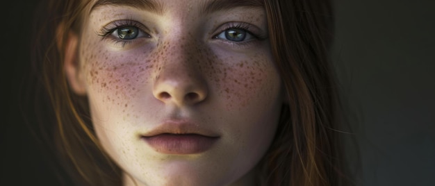 Close-up di una giovane donna con le freccette e gli occhi sorprendenti persi nelle sue profonde riflessioni