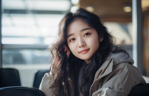 Close-up di una giovane donna coreana