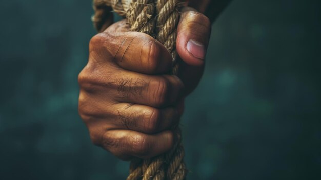 Close-up di una mano che si aggrappa strettamente a un simbolo di resilienza che ricorda alla persona di rimanere forte