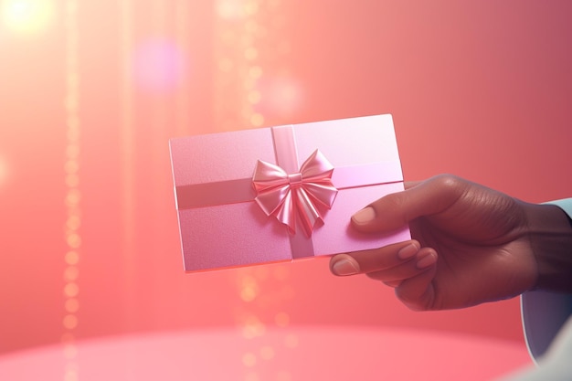 Close-up di una persona che riceve una carta regalo come Generative ai