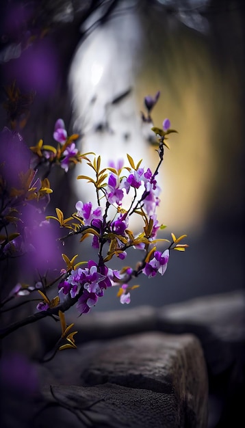 Close up di una pianta con fiori viola ai generativa