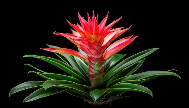 Close-up di una pianta di bromelia in mostra