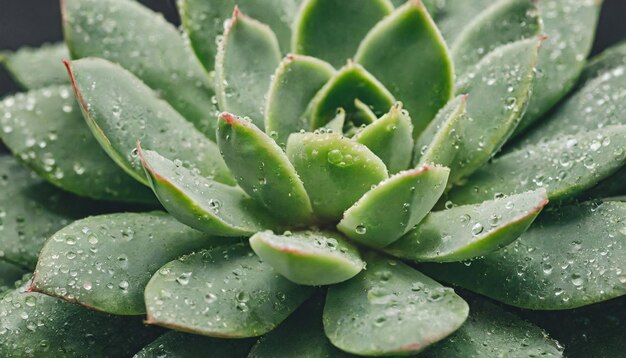 Close-up di una pianta succulenta verde con gocce d'acqua