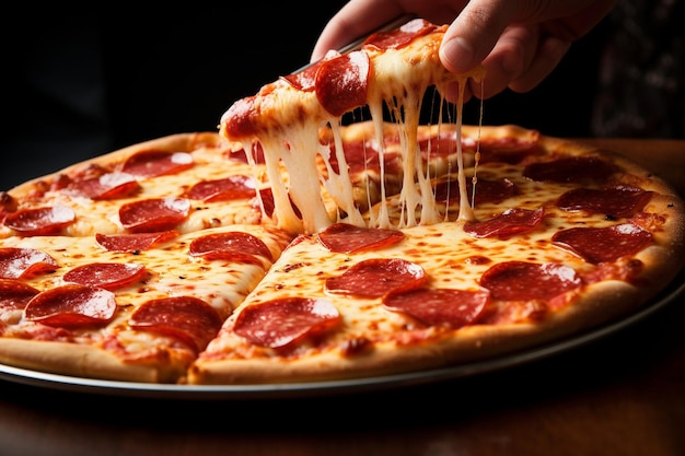 Close-up di una pizza al pepperoni con un aspetto classico