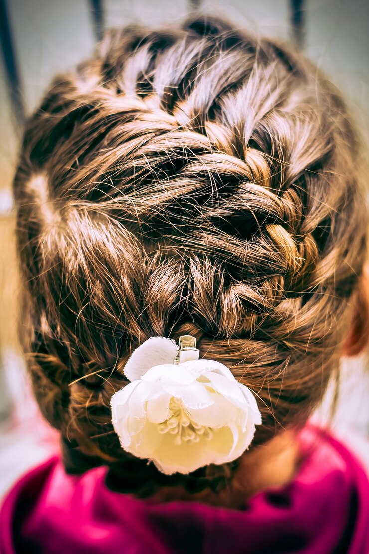 Foto close-up di una ragazza con i capelli tagliati