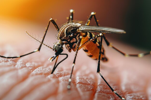 Close-up di una zanzara sulla pelle umana che evidenzia un fastidio per i social media Generative Ai