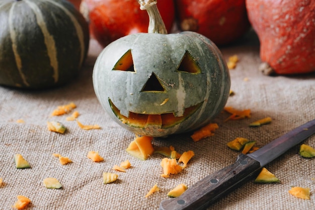Close-up di una zucca sul tavolo