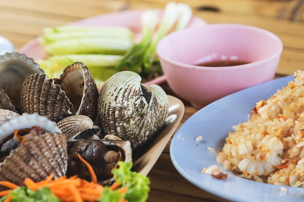 Close-up di vongole cotte