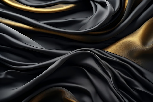 Close Up Gold e Black Fabric Stylish Pattern Generative AI