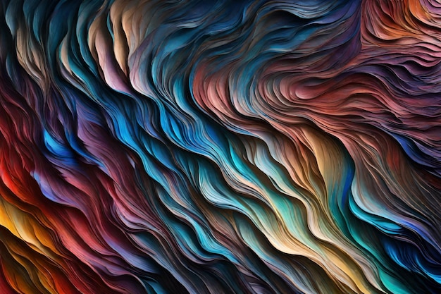 Close-up multicolore iridescente della consistenza della vernice superficiale carta da parati 3D Vibrant impasto dreamscape