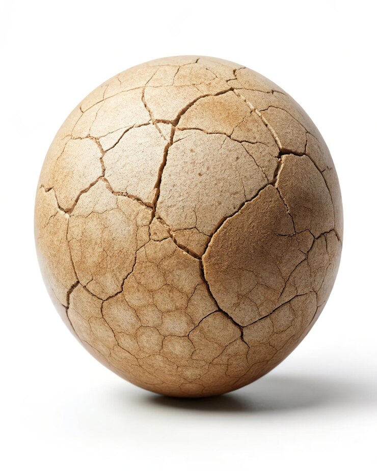 Close-up of a Cracked Sphere on a White Surface