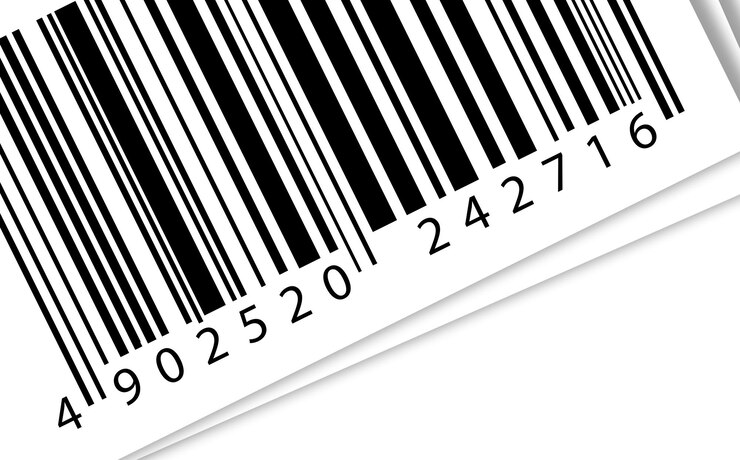 Photo close-up of bar code on white background