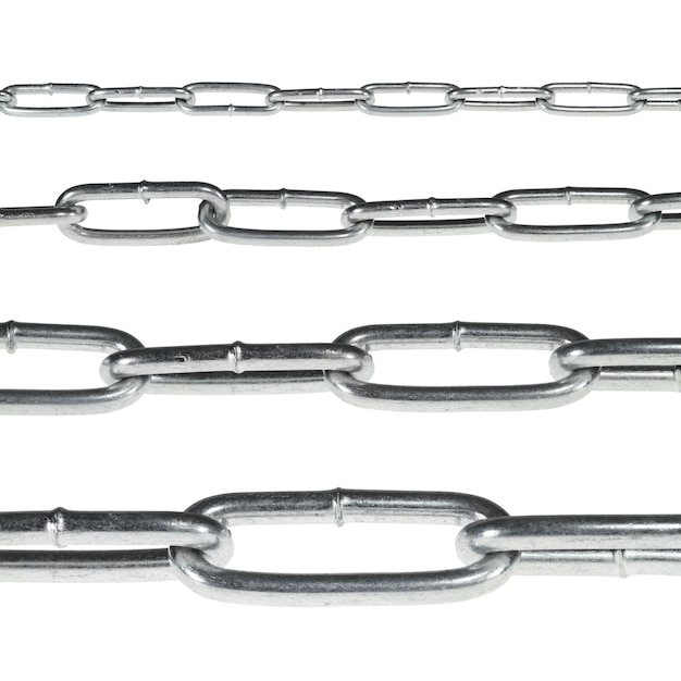 Close-up of metallic chains against white background