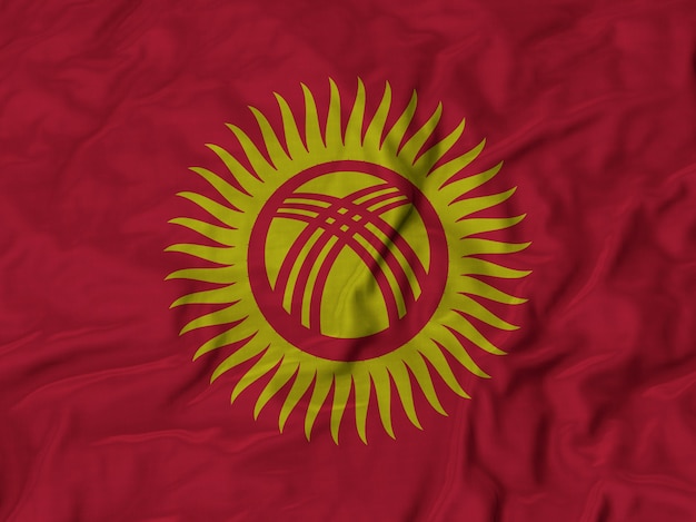 Close up of Ruffled Kirghizistan flag