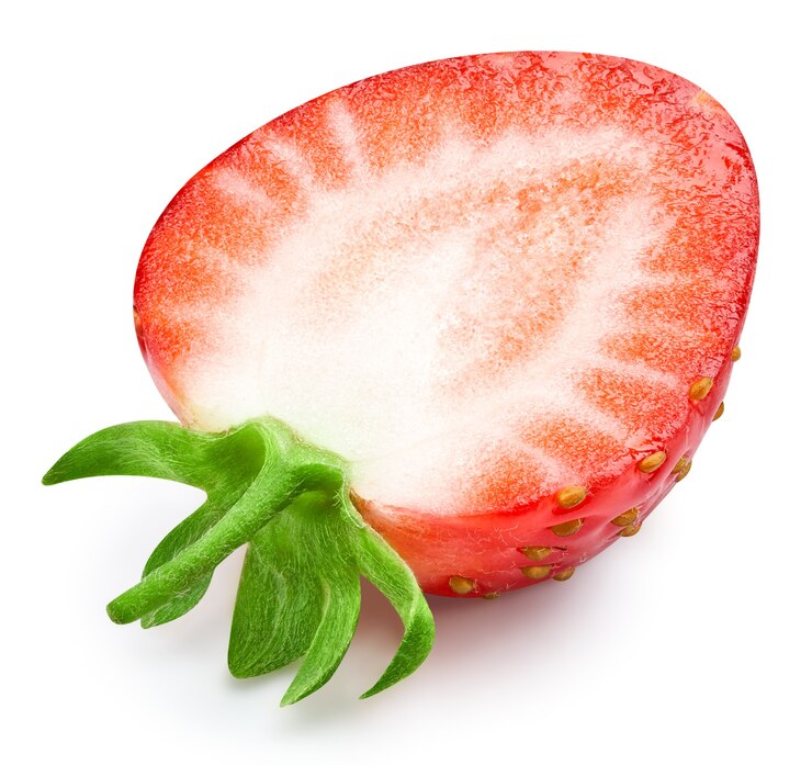 Photo close up on ripe strawberry isolated
