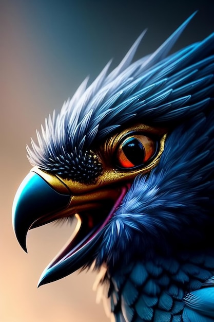 Close up ritratto fantasy bird IA generativa