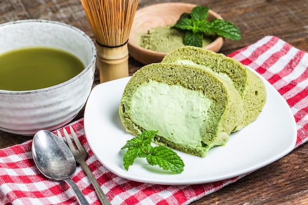 Close-up torta tè matcha