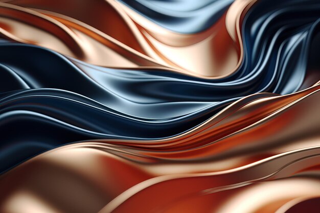closeup 3D di una superficie metallica ondulata astratta