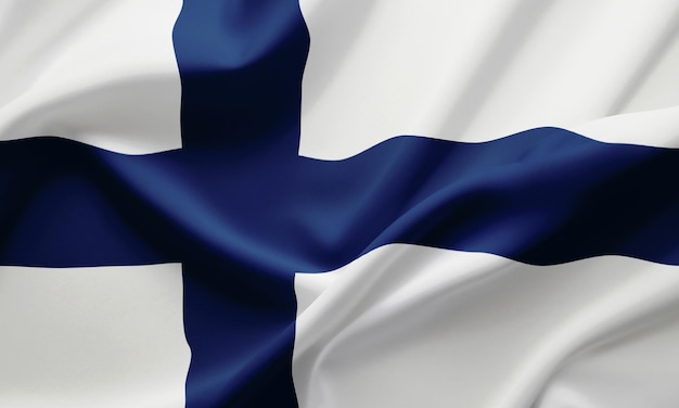 Closeup che sventola la bandiera finlandese