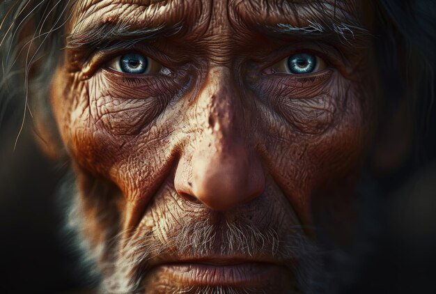 CloseUp del volto di un uomo con gli occhi blu