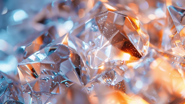CloseUp di cristalli lucidi con superfici riflettenti