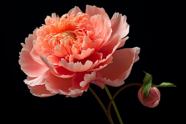 Closeup di un fiore di peonia in fiore isolato