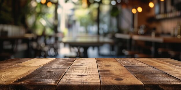 CloseUp di un tavolo di legno in un ristorante.