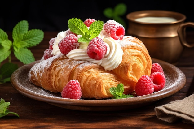 CloseUp di una pasticceria danese riempita di crema