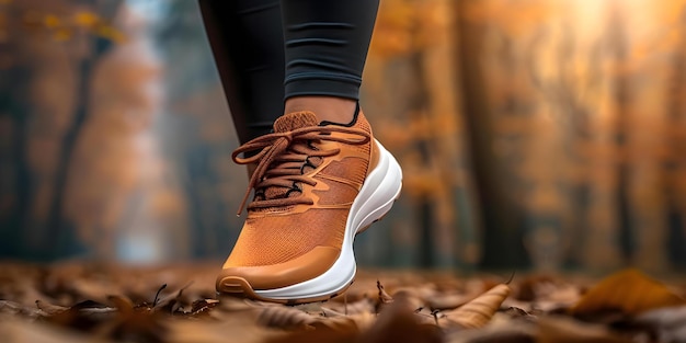 Closeup di una persona scarpa a piedi con articoli sui benefici di camminare Concept Closeup Photography Walking Benefits Shoe Health Fitness Lifestyle Wellness Tips