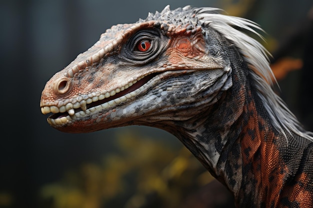 CloseUp di Velociraptor Luce naturale IA generativa