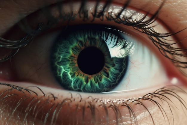 CloseUp Green Iris con pupilla nera AI