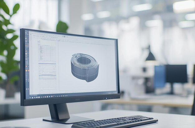 closeup of a computer screen displaying a cad design of a mold with the design clearly visible