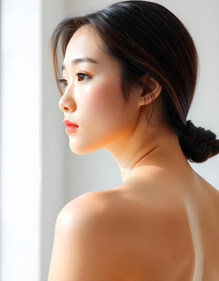 CloseUp of Womans Bare Shoulder and Neck Skincare Concept