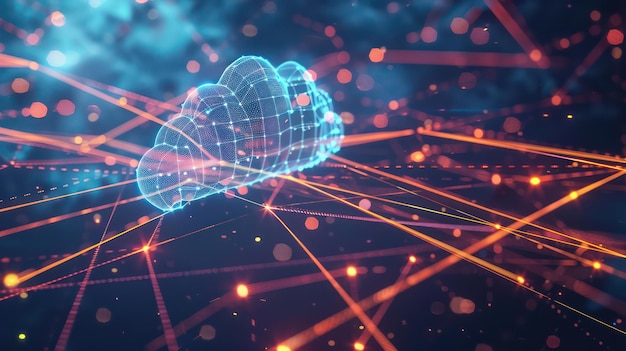 cloud and network Data with science and technology Concept