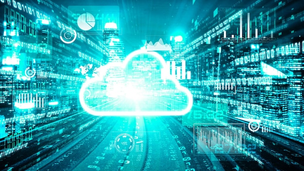Cloud computer e archiviazione dati online con software di condivisione intelligente tacita