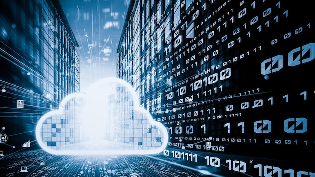 Cloud computer e archiviazione dati online con software di condivisione intelligente tacita