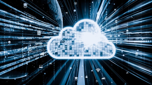 Cloud computer e archiviazione dati online con software di condivisione intelligente tacita