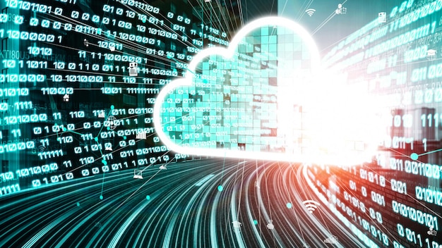 Cloud computer e archiviazione dati online con software di condivisione intelligente tacita