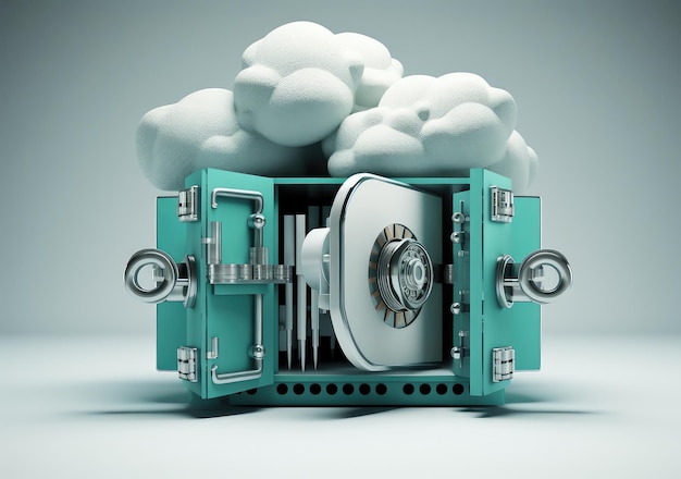 Cloud Computing Ransomware Cyber Security Internet Technology illustrazione 3d AI generativa