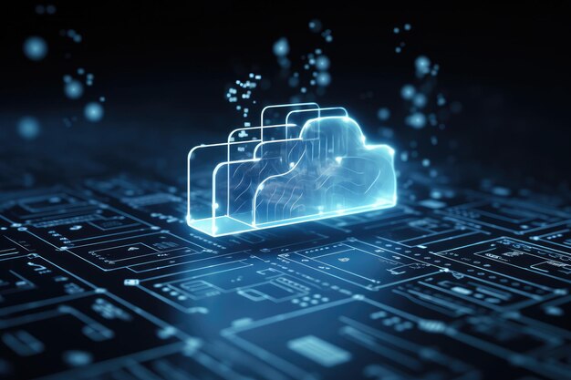 Cloud computing trasferimento di grandi dati su Internet tecnologia digitale futuristica IA generativa