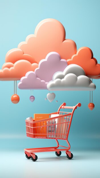 Cloud trolley online shop concept idea copy space generative ai