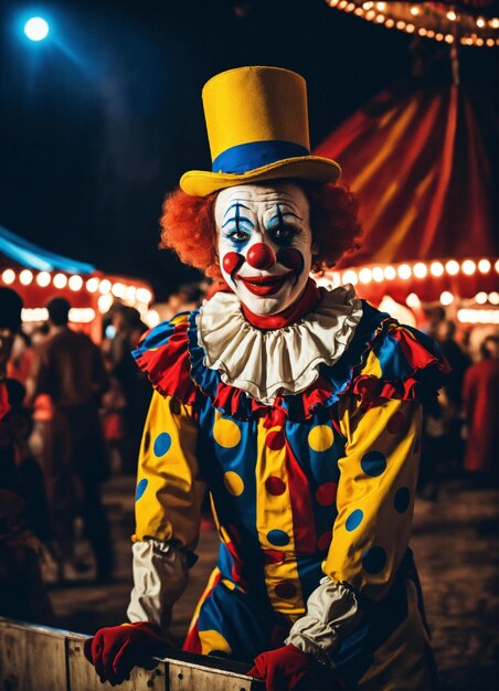 clown al circo basso contrasto di colore 8k