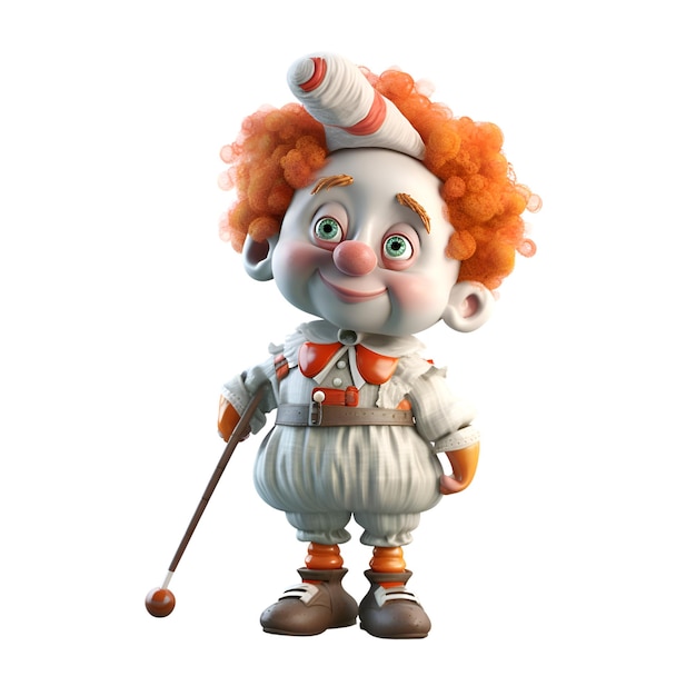 Clown isolato su sfondo bianco con tracciato di ritaglio 3d'illustrazione