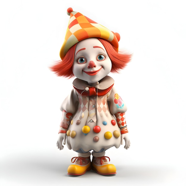 Clown su sfondo bianco rendering 3d Isolato