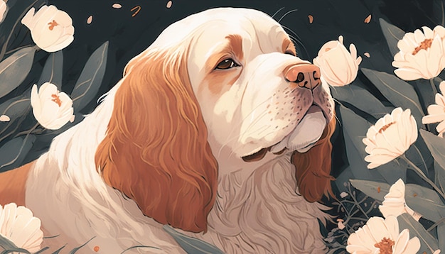 Clumber Spaniel cane Illustrazione creativa Ai Genera