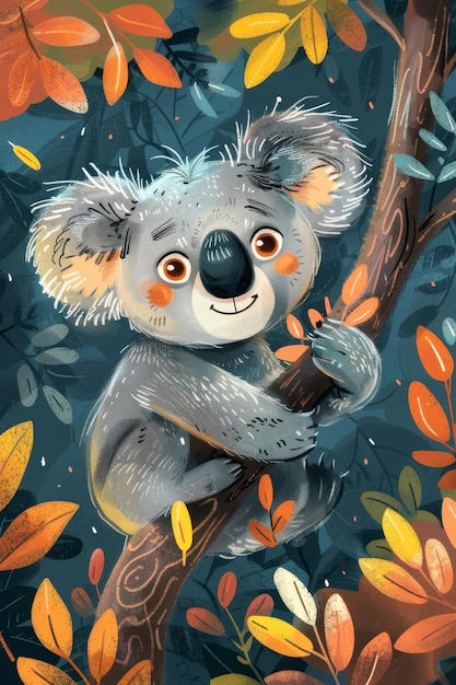 coala carino con sfondo naturale illustrazione per bambini
