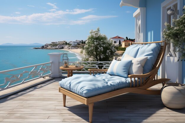 Coastal Comfort Chaise Lounge in legno su Villa Veranda