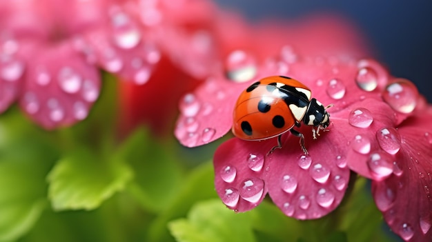 Coccinella adorabile sul mac del fuoco selettivo del fiore