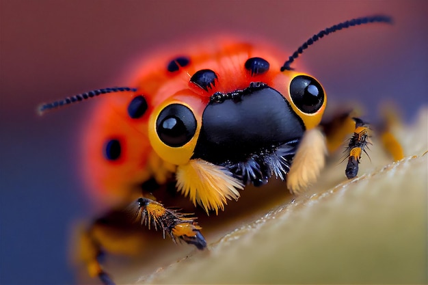 Coccinella realistica con grandi occhi