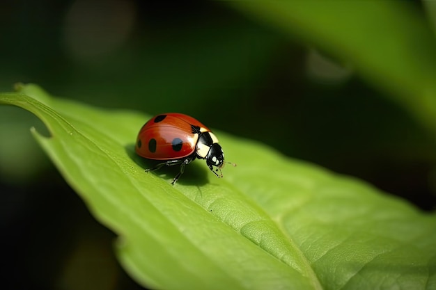 Coccinella seduta su una foglia